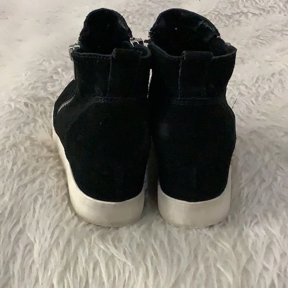 Steve Madden black leather zipper wedge boot shoes size 8.5 - Picture 5 of 7